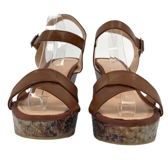 Mootsies Tootsies Molalitak Brown Snake Skin Wedge Sandals - Picture 6 of 10